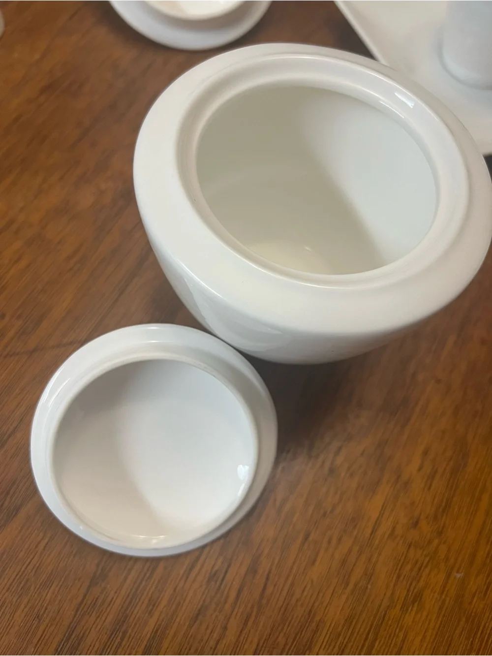 White Porcelain Coffee and Tea Set with Cups, Saucers and Accessories